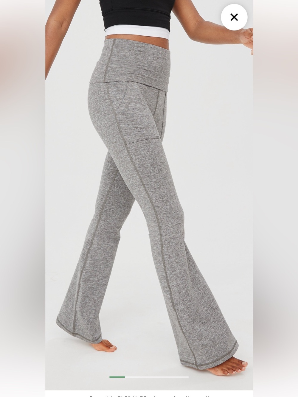 Aerie The hugger Fold-Over Waist Flare Wide Leg Lounge Leggings Size M Chic 90s
